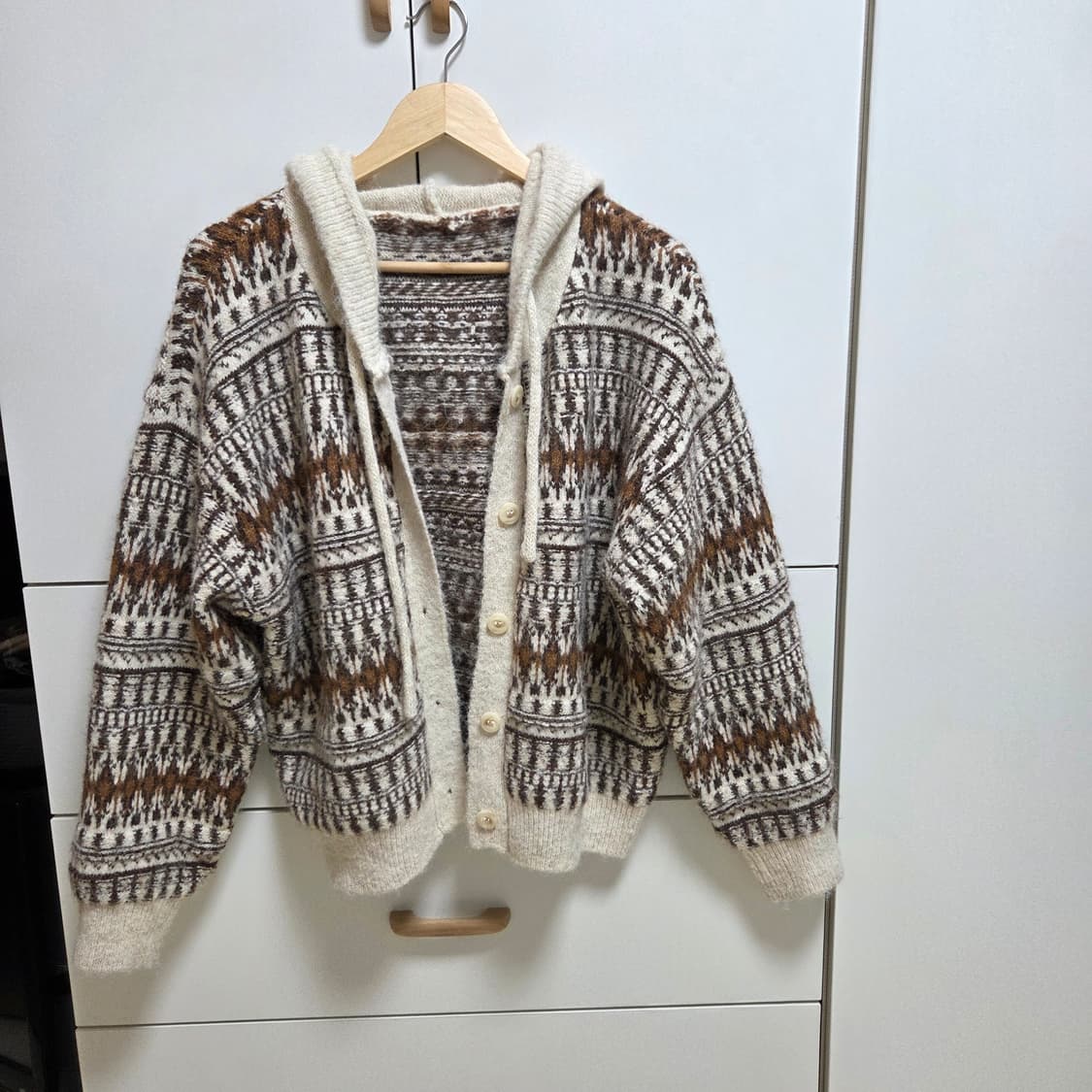 (새상품) 베이지 니트 후드가디건 상품이미지1