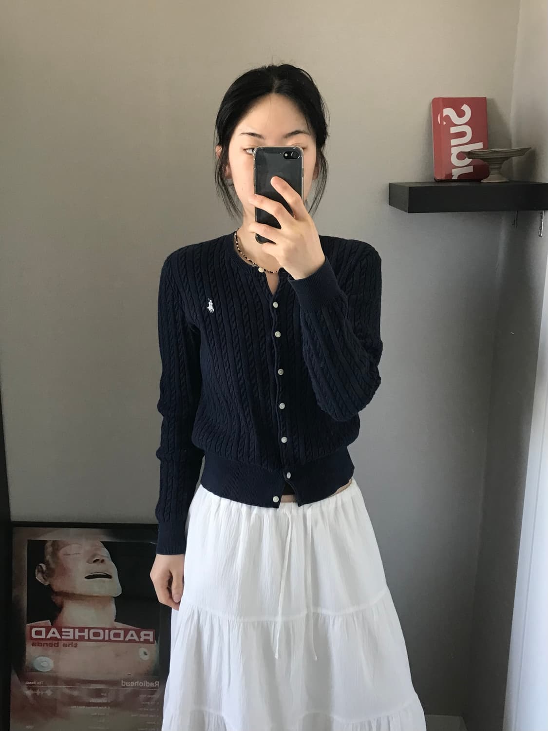 폴로 랄프로렌 QR코드 신형택 포니로고 네이비 케이블 가디건 상품이미지2