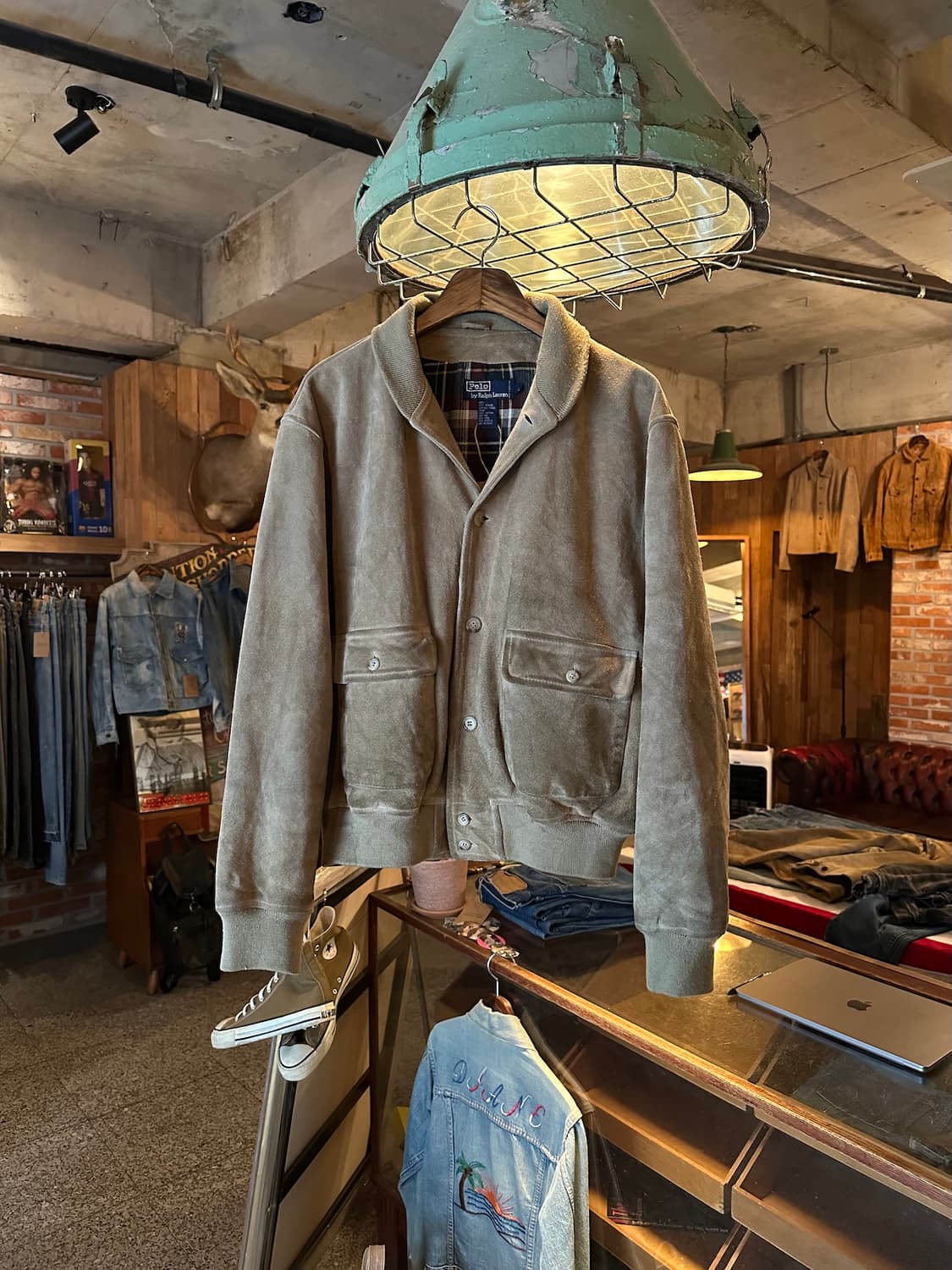 90s 빈티지 폴로 랄프로렌 A-1 스웨이드 레더 자켓 상품이미지2