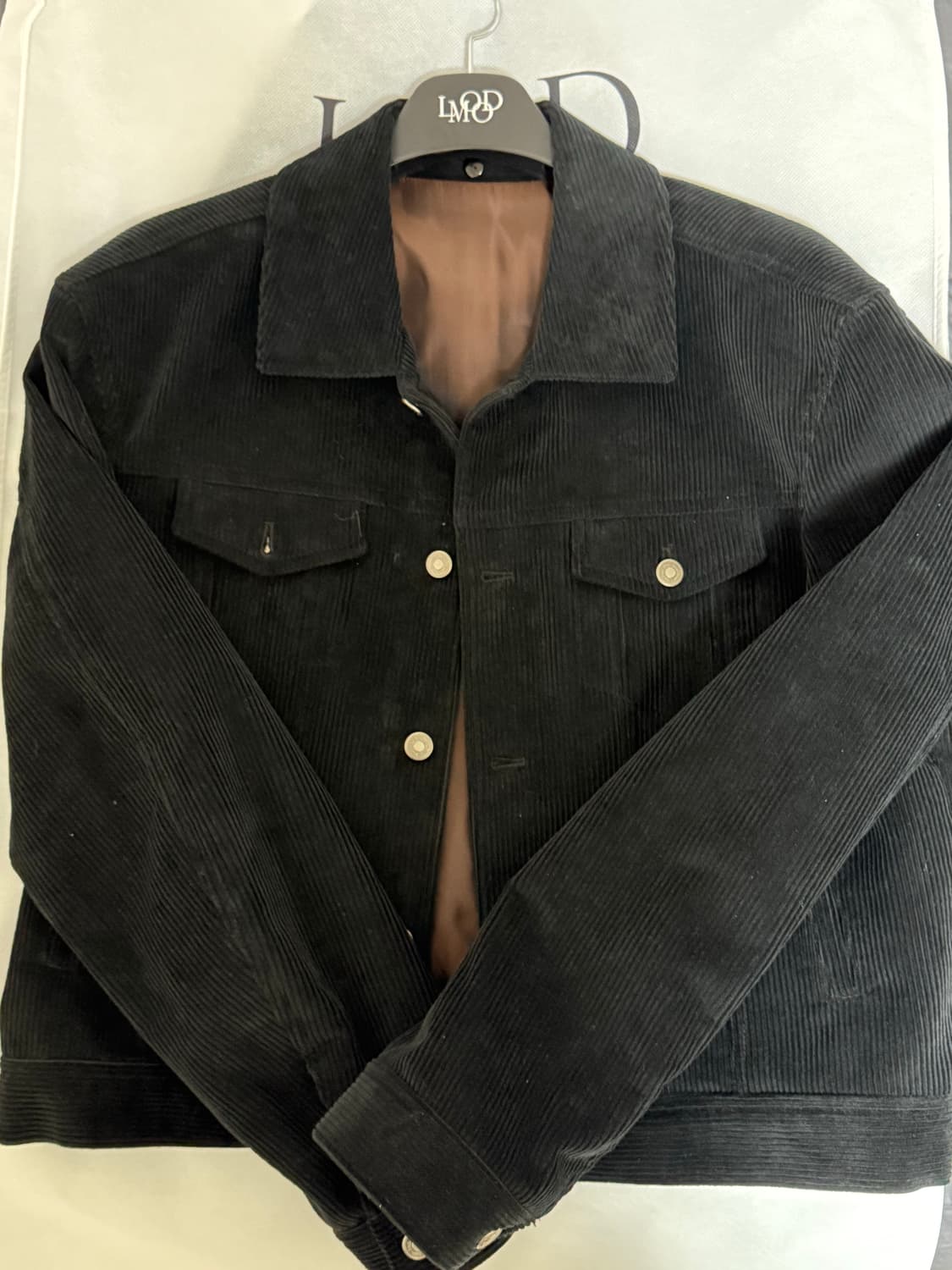 [48] 엘무드 호크 퍼 카라 코듀로이 트러커 자켓 블랙 상품이미지2