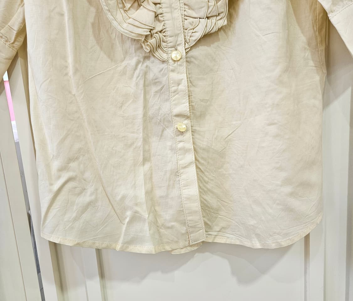 아이보리 프릴 블라우스 반팔 셔츠 상품이미지5