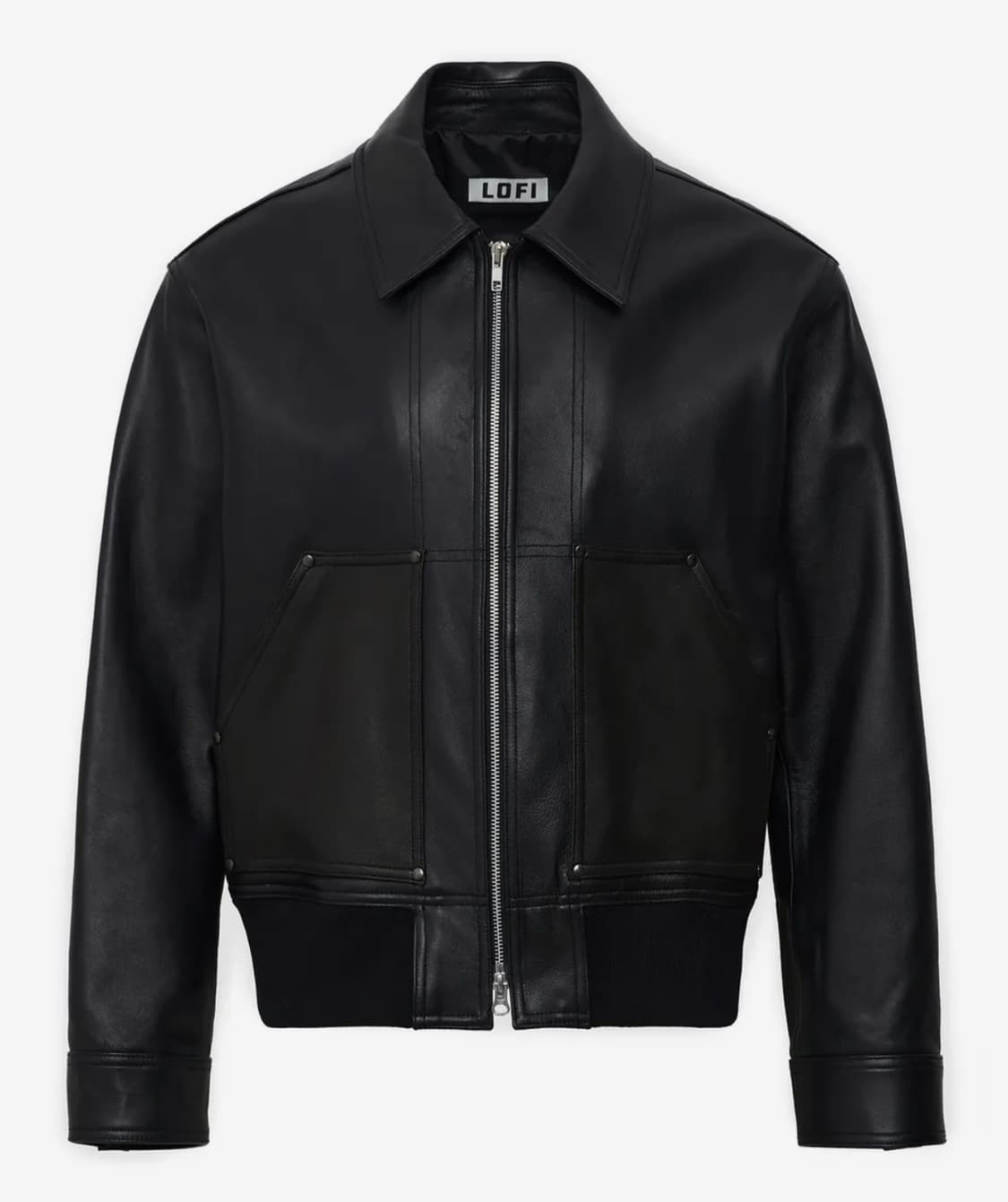 [M] 로파이 바이커 레더 자켓 블랙 상품이미지3