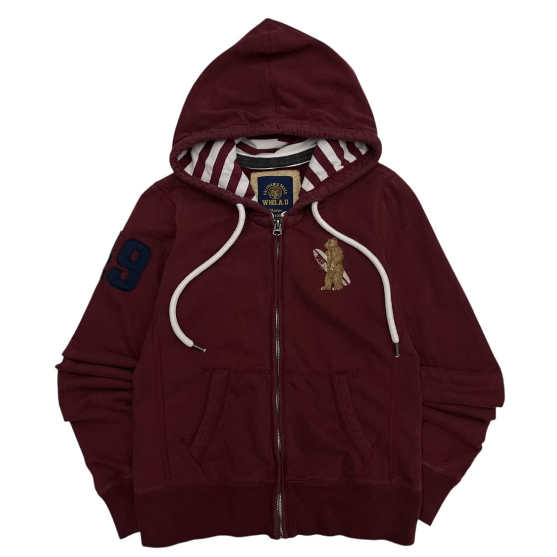 후아유 곰돌이 패치 버건디 후드집업 S 상품이미지2