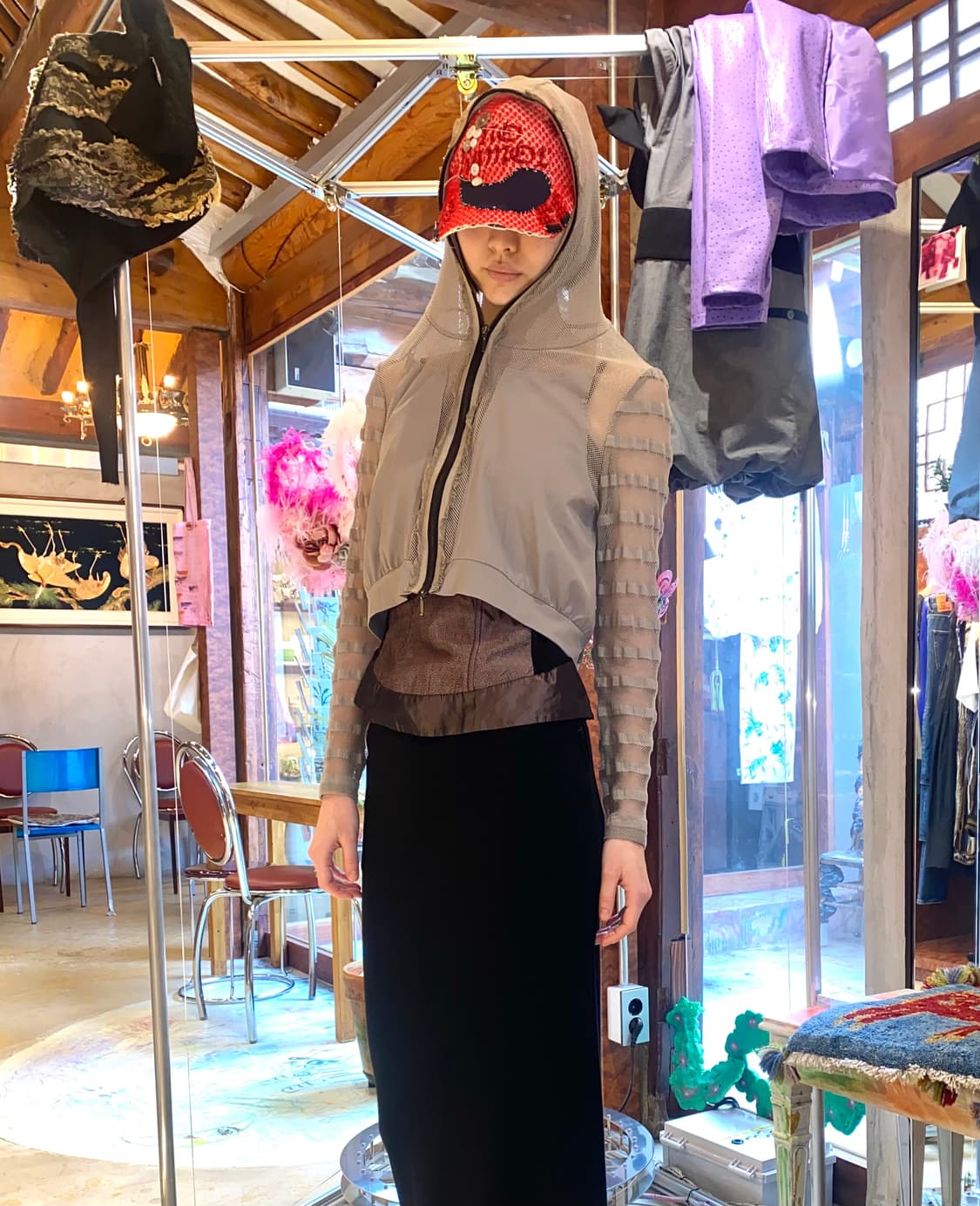 빈티지 Sun Light 테크웨어 사이버 펑크 메쉬 집업 상품이미지2