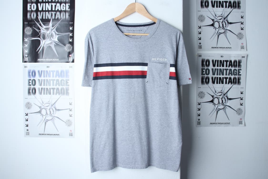 (L-XL) 타미힐피거 반팔 티셔츠 포켓 그레이 올드스쿨-H30083 상품이미지2
