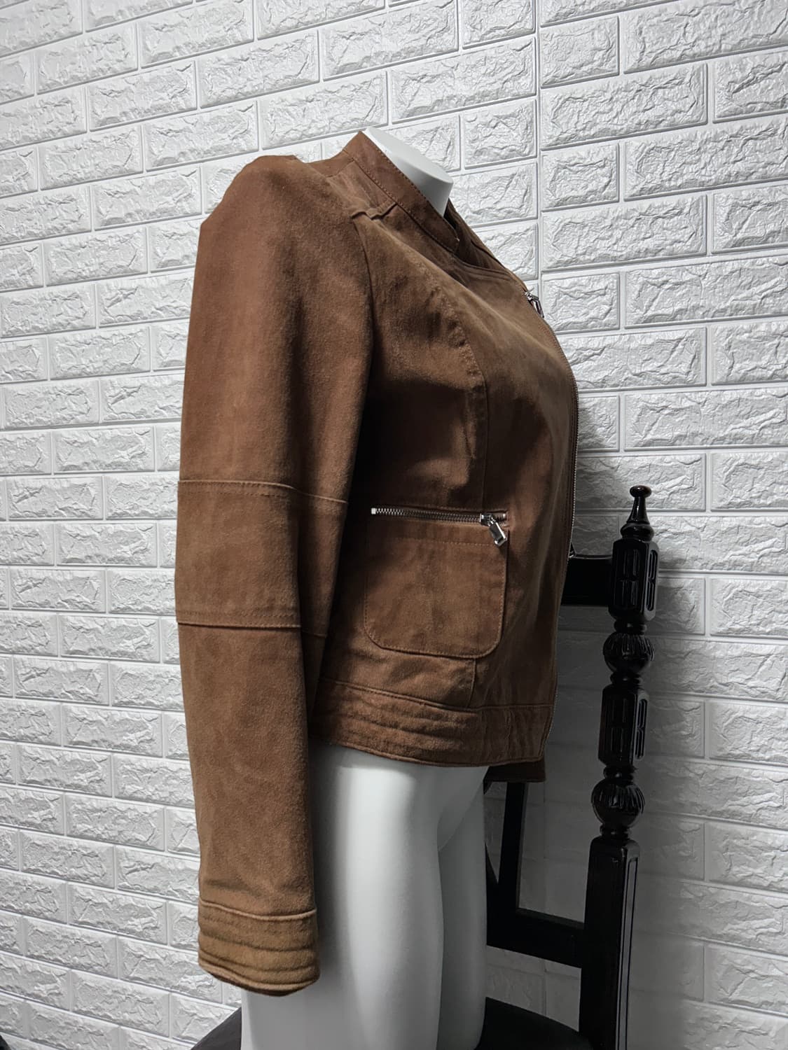 BATA 사선 브라운 스웨이드 자켓 상품이미지7