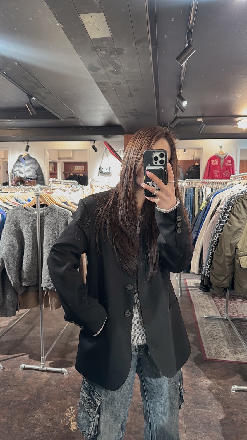 오아이오아이 oi oi COLLECTION 블랙 컷팅 블레이저 자켓 F 상품이미지7