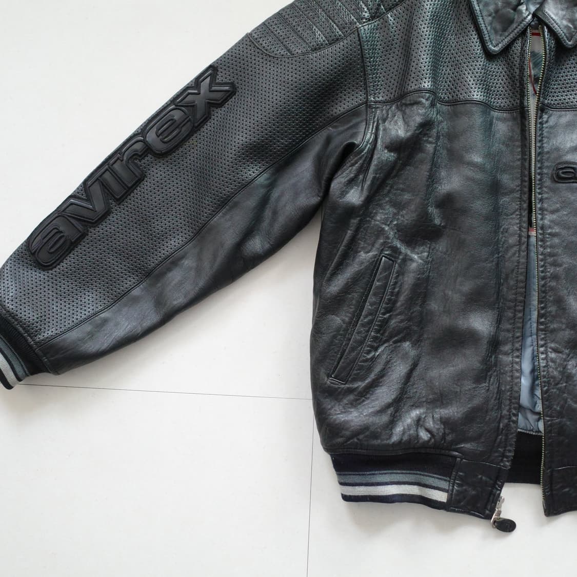 00s 아비렉스 독수리 리얼 레더 바시티 자켓 XL 상품이미지3