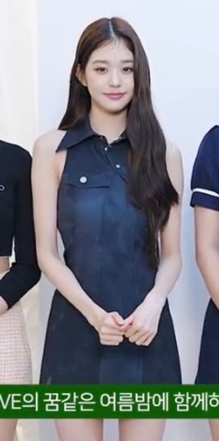 유즈 yuse 아이브 장원영 데님 프린트 홀터 원피스 - 블랙 판매  상품이미지2