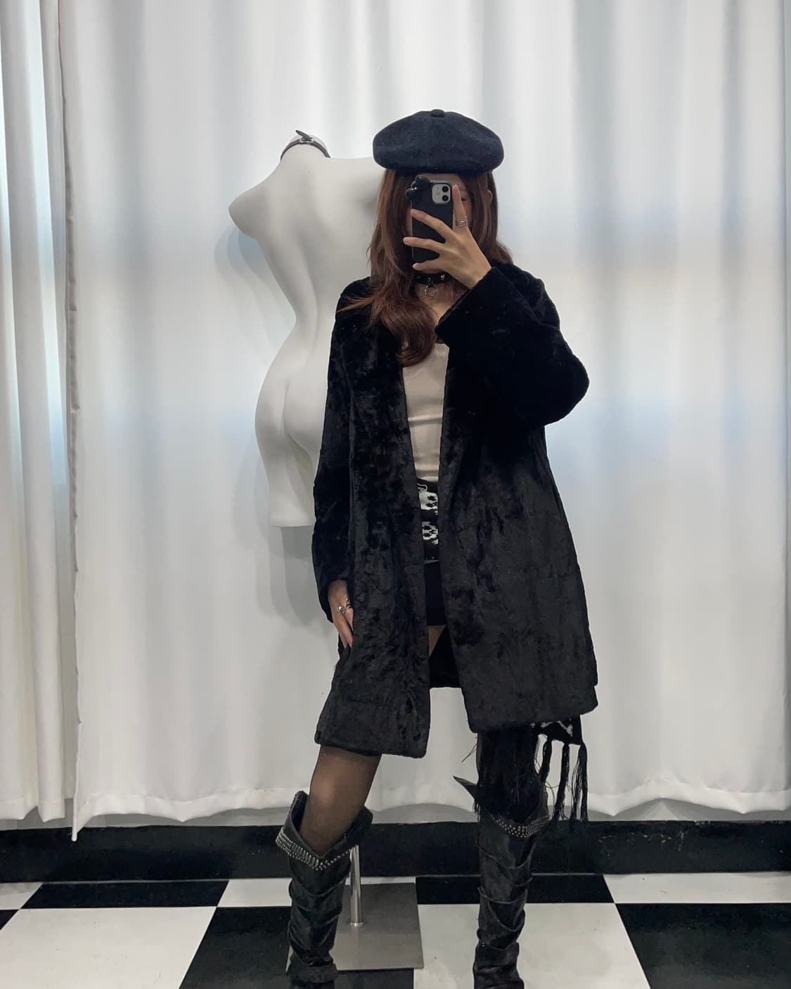 🎸블랙 퍼 코트🎸 상품이미지3