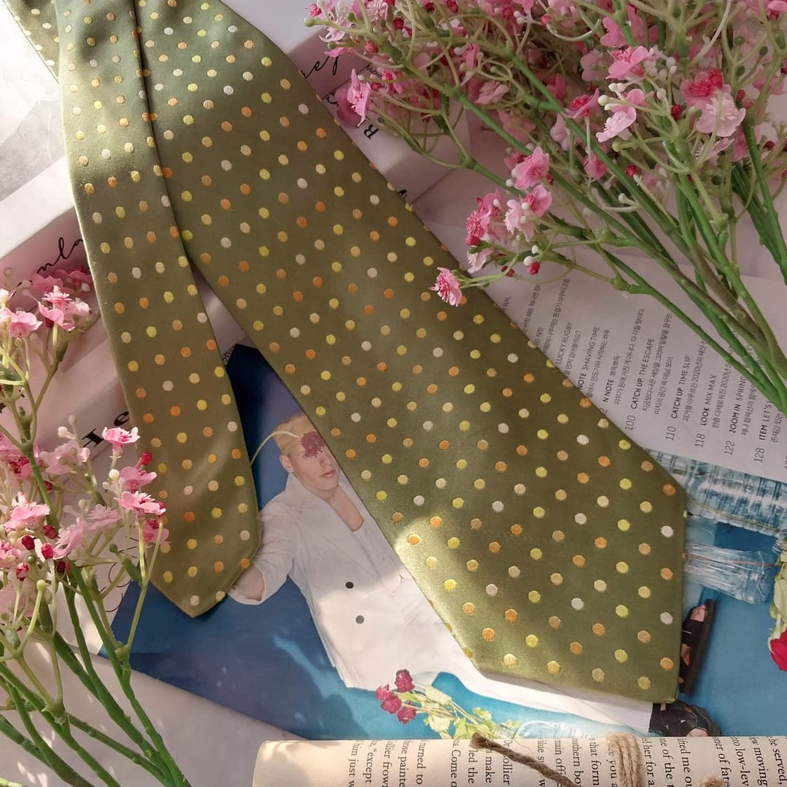 짐톰슨 실크 라임 도트 패턴 넥타이 9.6cm A등급 K1439
 상품이미지2