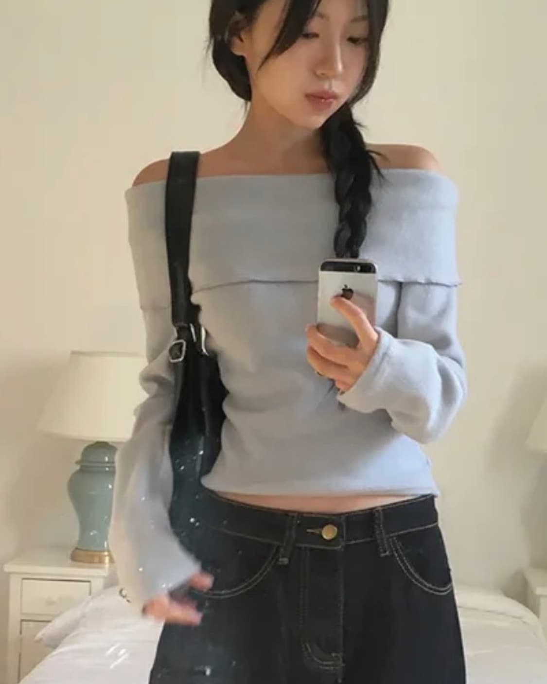 오프숄더 니트 긴팔티 상품이미지2