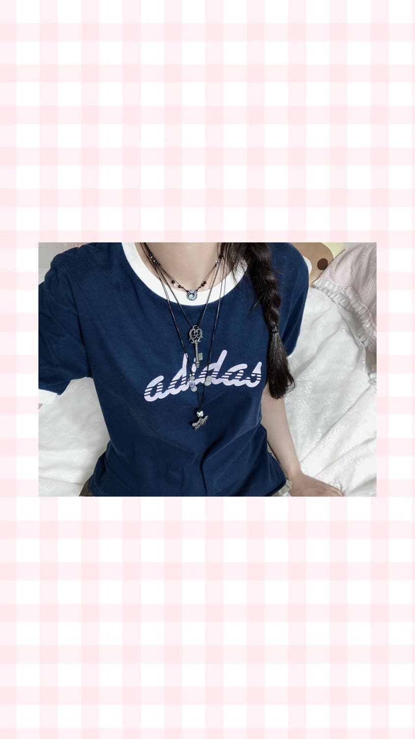 아디다스 네이비 쿨핑크 링거티 반팔 핀터레스트 y2k 블록코어 상품이미지2