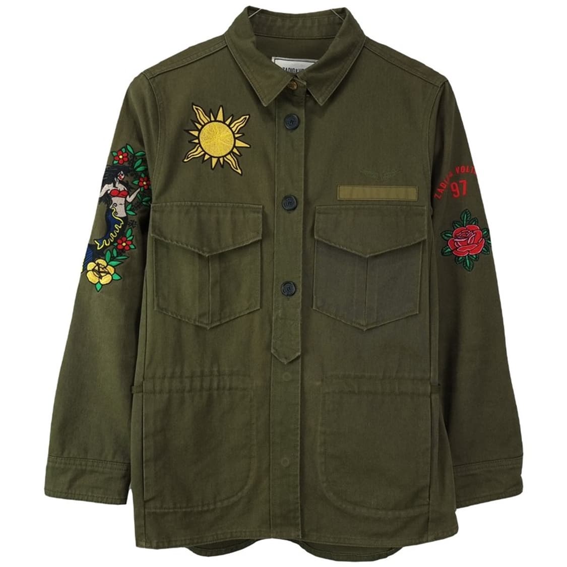 [쟈딕앤볼테르] 멀티 그래픽 자수 밀리터리 자켓 카키 P01540 상품이미지2