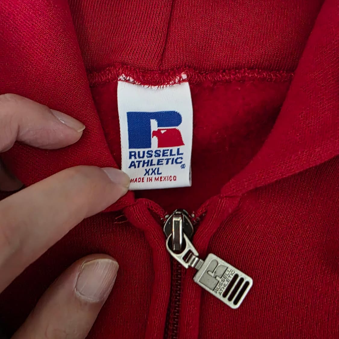 [XXL] 90s 빈티지 러셀 애슬레틱 레드 후드집업 - 그레이트 컨디션 상품이미지6