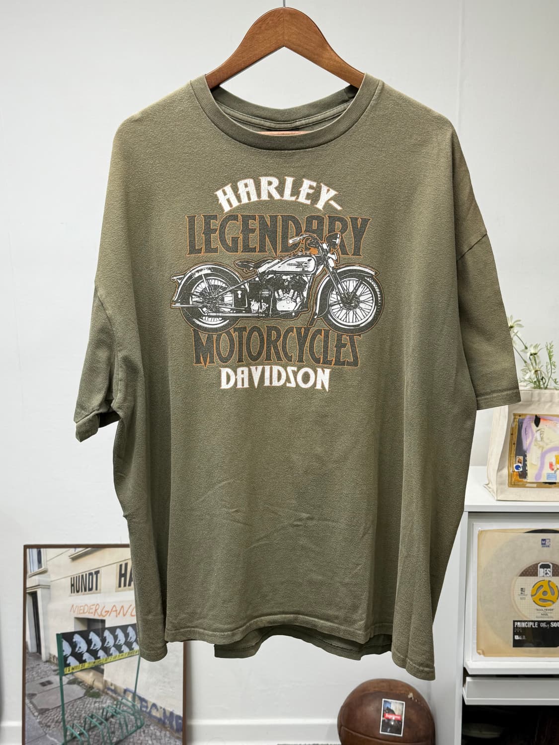 Harley Davidson 할리데이비슨 레터링 프린팅 반팔 카키 3XL 상품이미지1