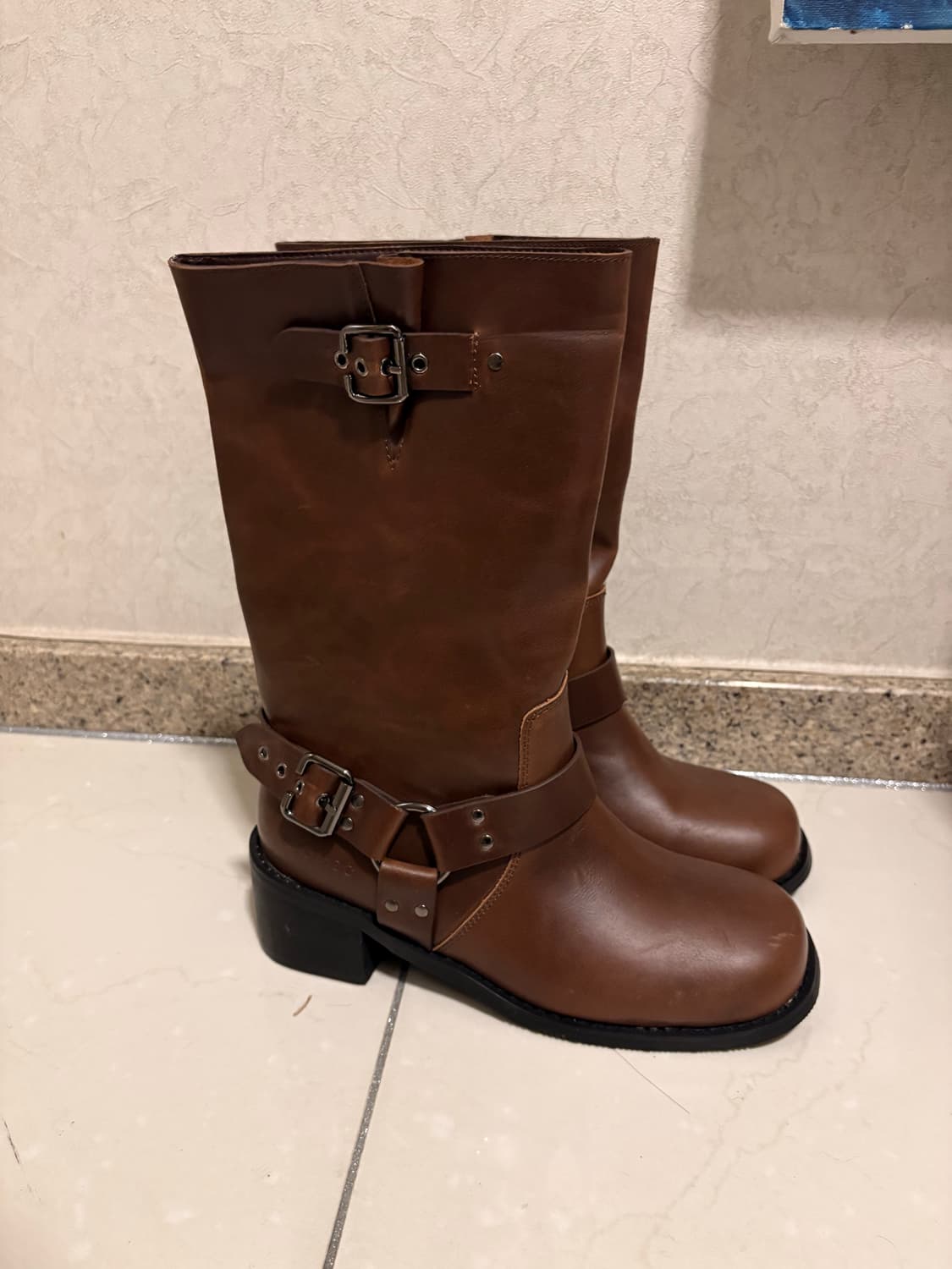 마크모크 청키스트릿미들부츠 5cm 브라운 상품이미지2