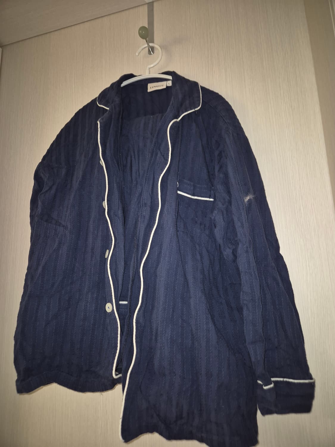 루나루즈 엠마 코튼 긴팔 잠옷 네이비 상품이미지5