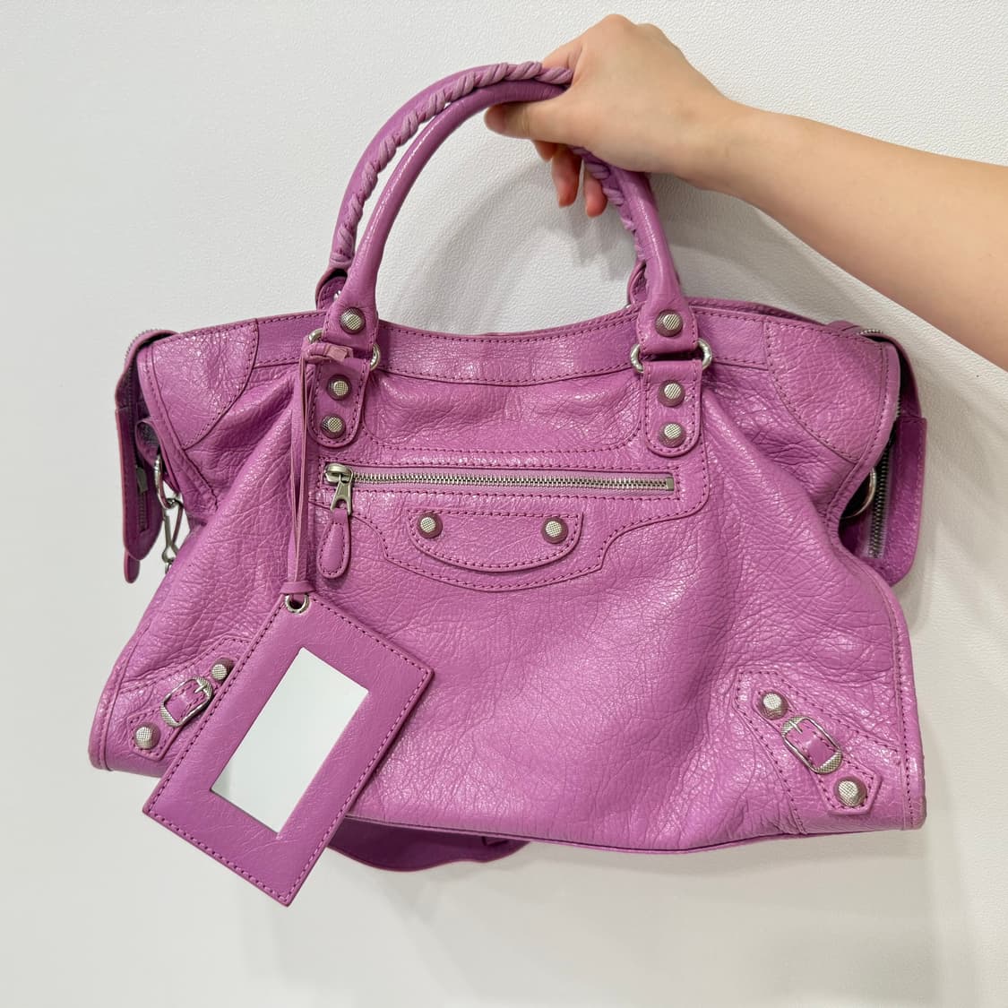 발렌시아가 시티 모터백 퍼플 핑크 미듐 상품이미지3