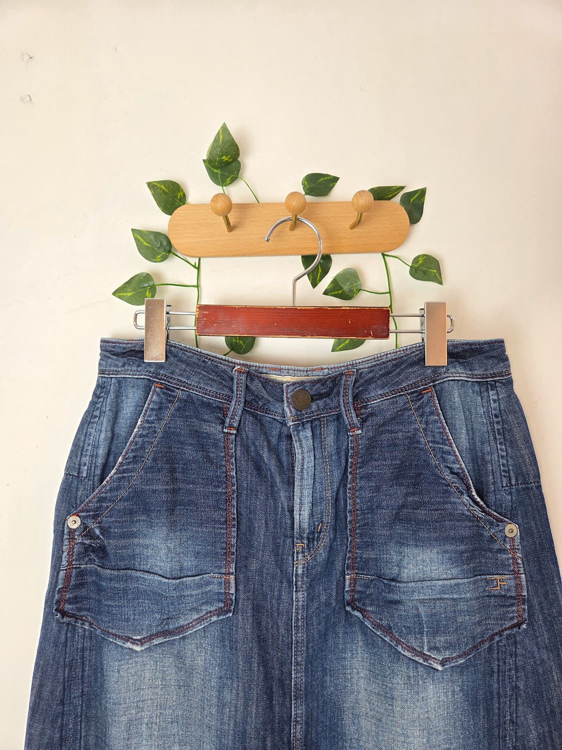 너드 데님 미디 스커트 상품이미지2