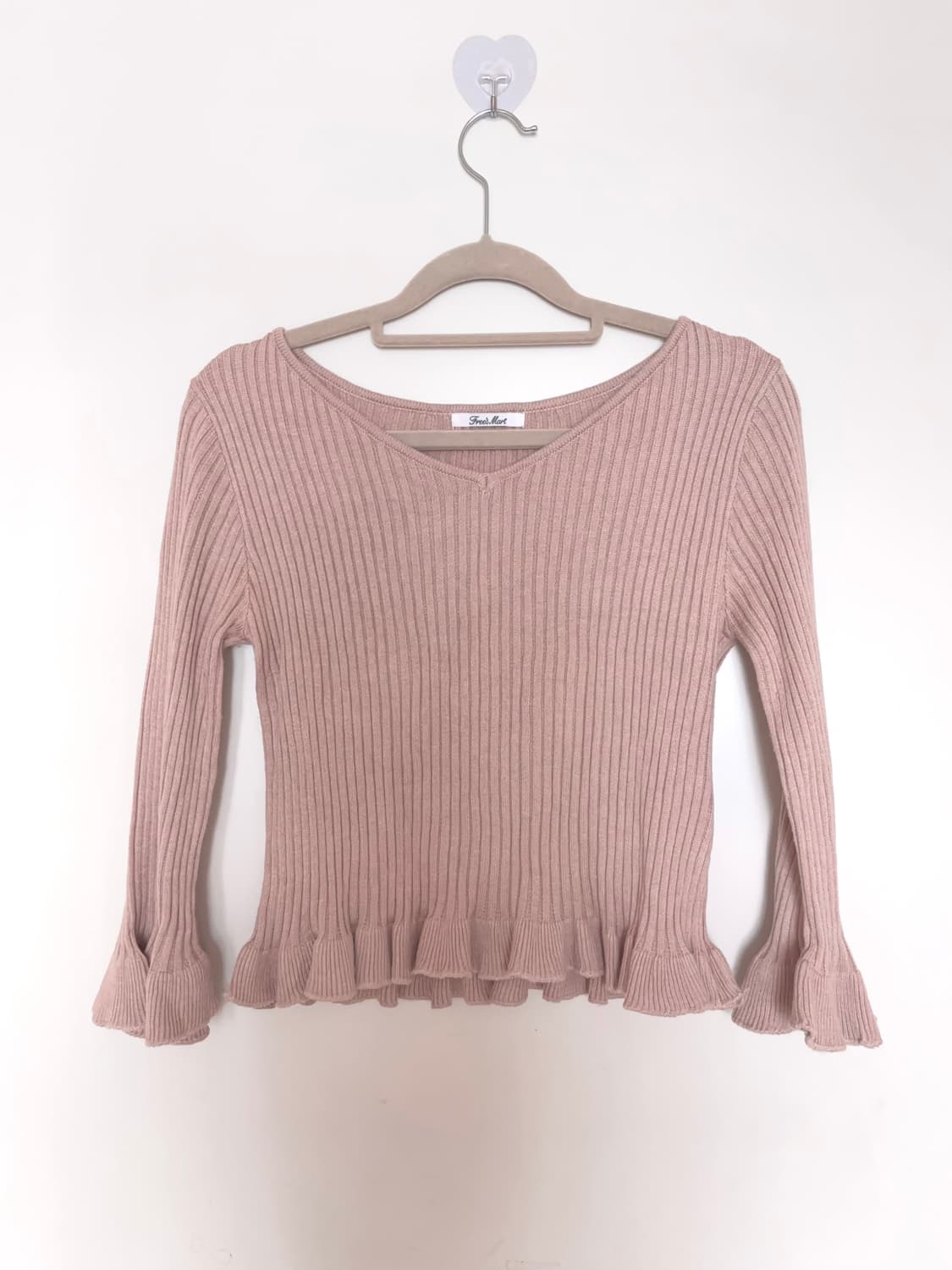 스나계 핑크 니트 프릴 블라우스 (착샷o) /걸리 스나 양산형 히메갸루 상품이미지4