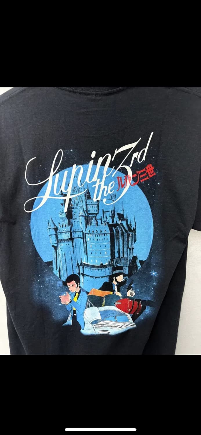 빈티지 루팡 3세 칼리오스트로의 성 애니 그래픽 블랙 반팔 H2495 상품이미지5