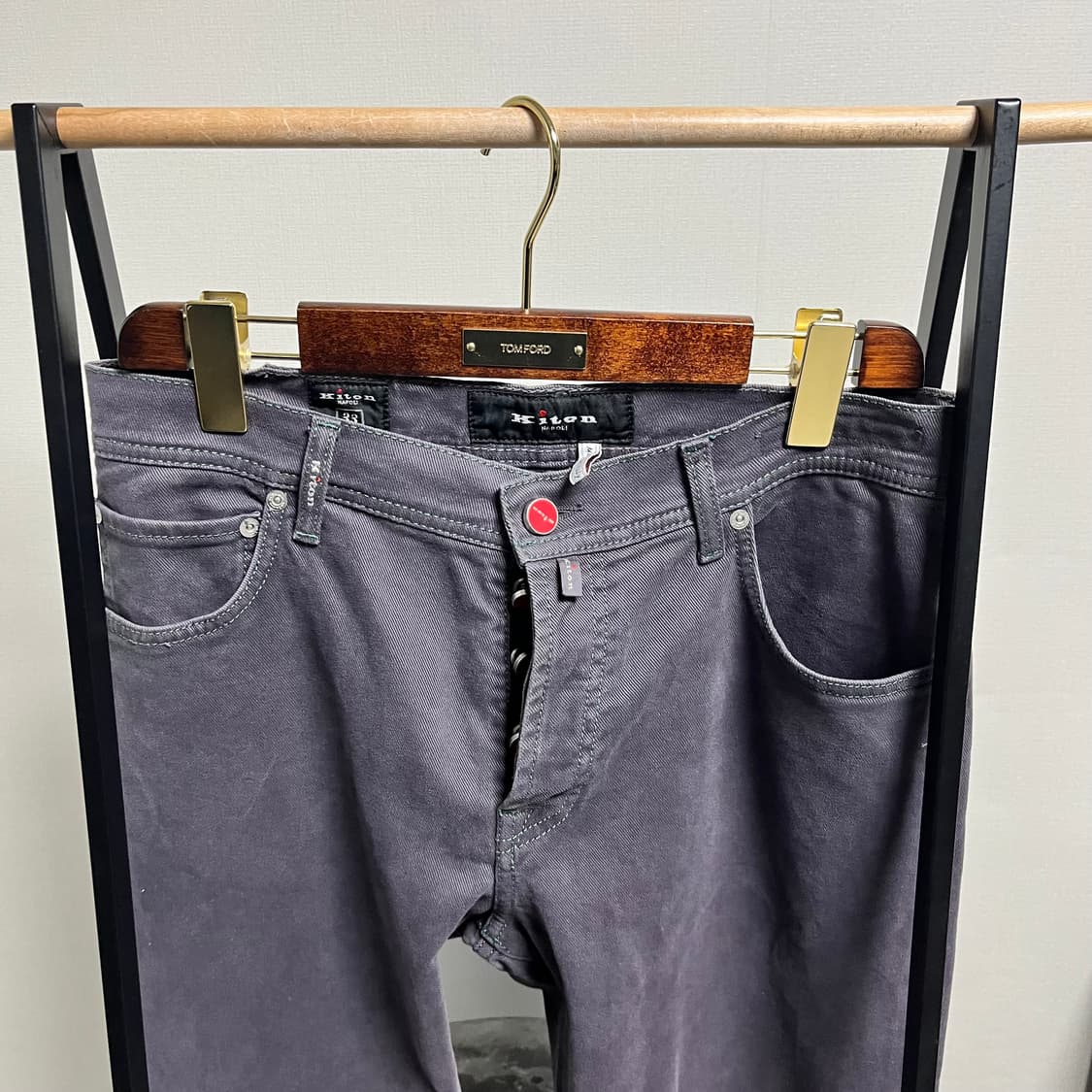 정품 33) 키톤 kiton 코튼 그린스티치 퍼플 팬츠 상품이미지4