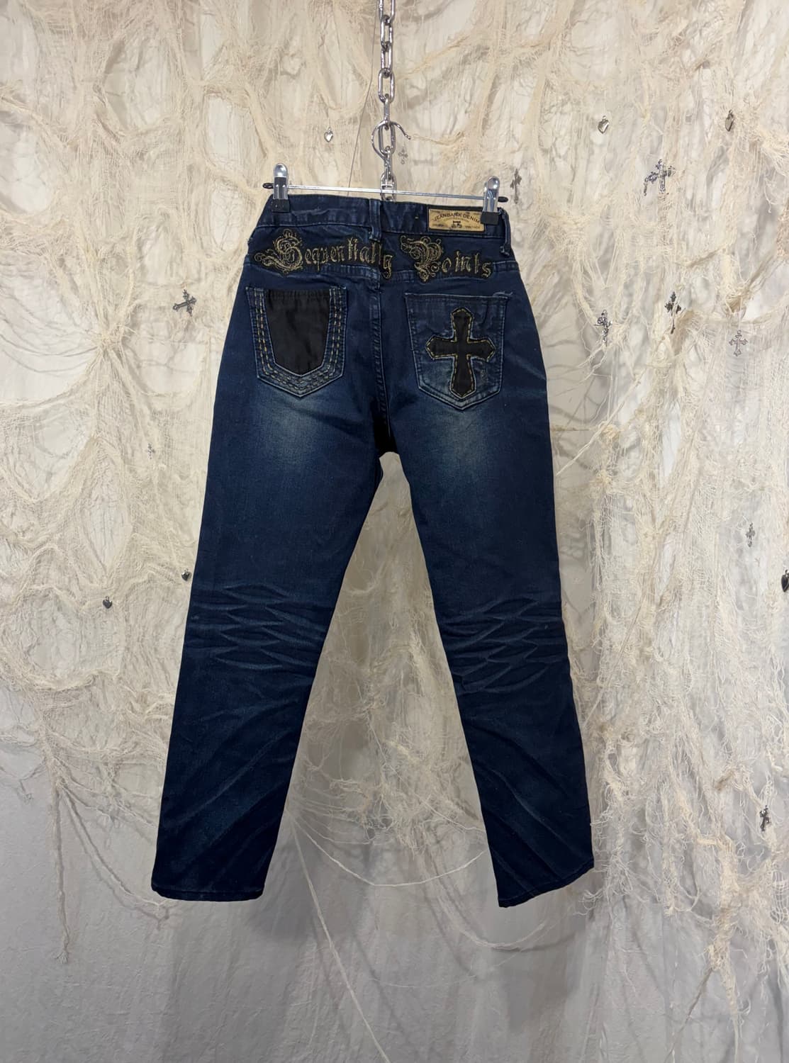 00's back cross lettering pants 상품이미지1