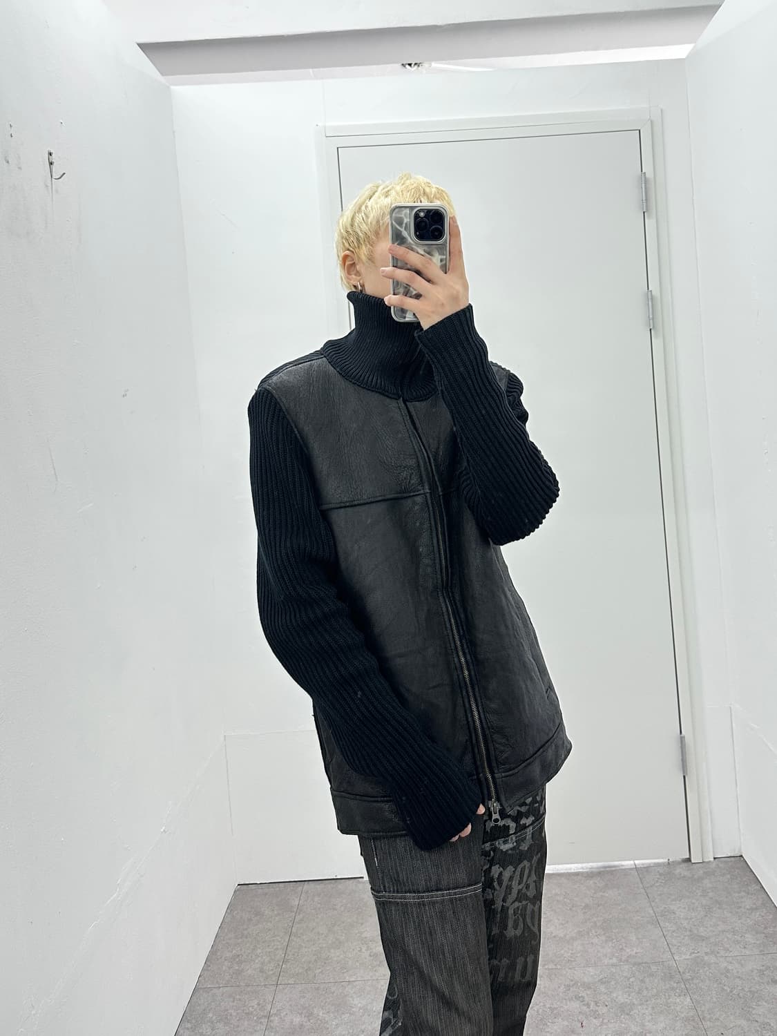 ZARA MAN genuine leather fur knit zip up 상품이미지9