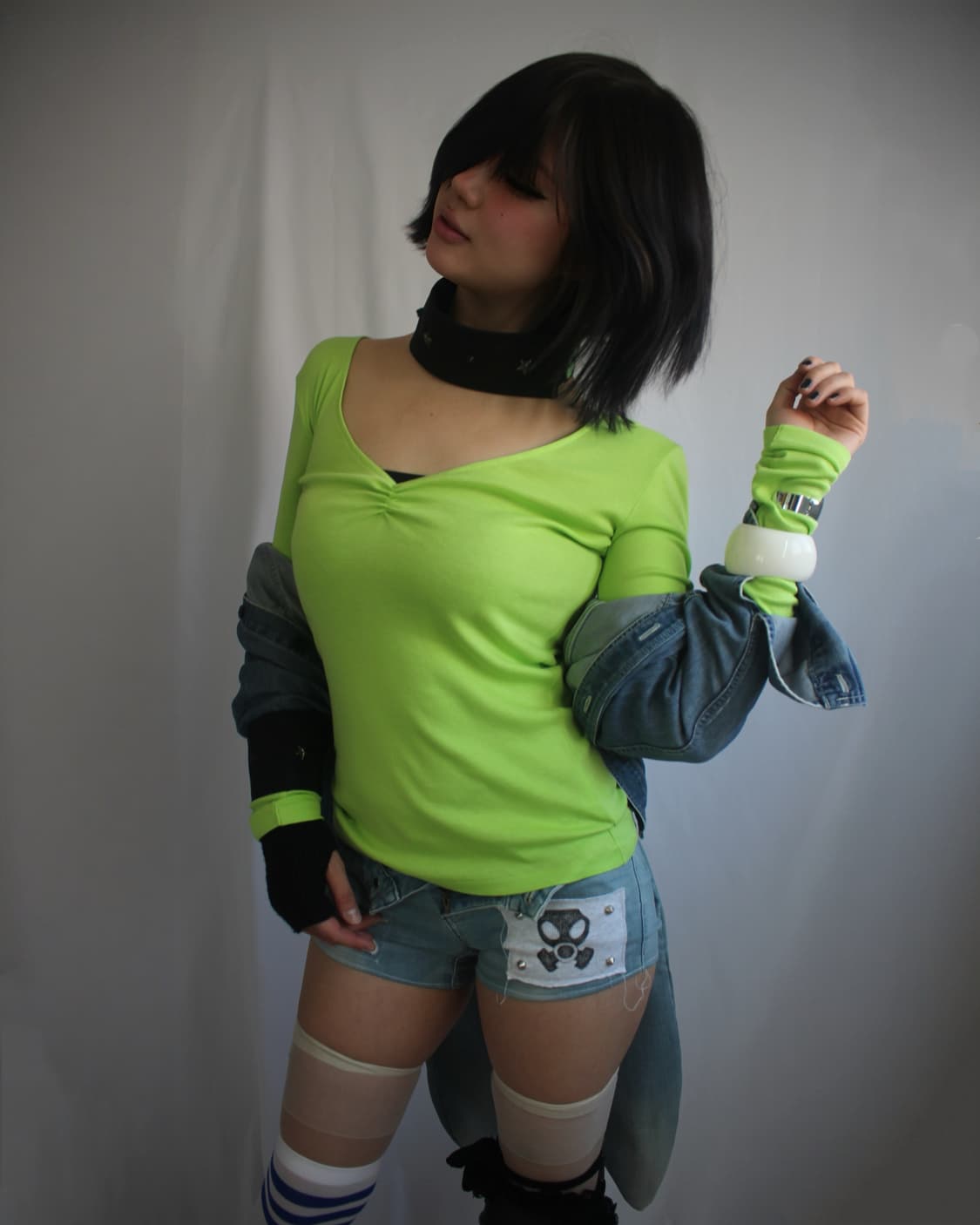 Custom B-ear denim Gas Mask shorts 상품이미지3