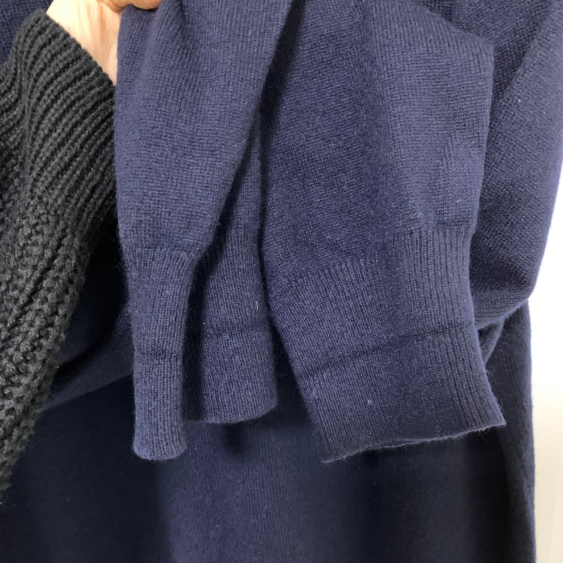 캐시미어 100 빈티지 네이비 목폴라 니트 남성 스웨터 남녀공용 상품이미지6