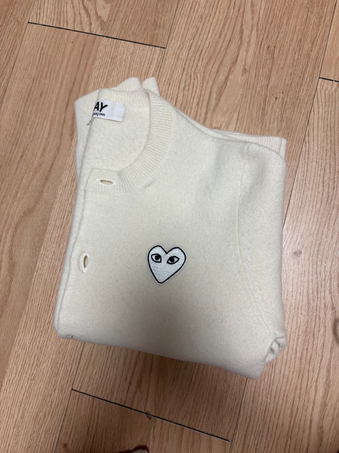 (수수료X)<정품> 꼼데가르송 화이트 와펜 가디건 아이보리 크림 상품이미지10