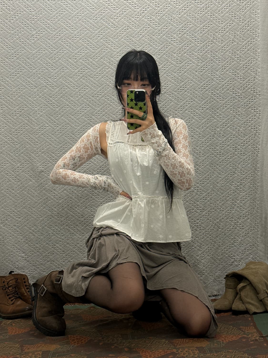 자라 코지 모리 러블리 레이스 도트 나시 블라우스 K0222 상품이미지1
