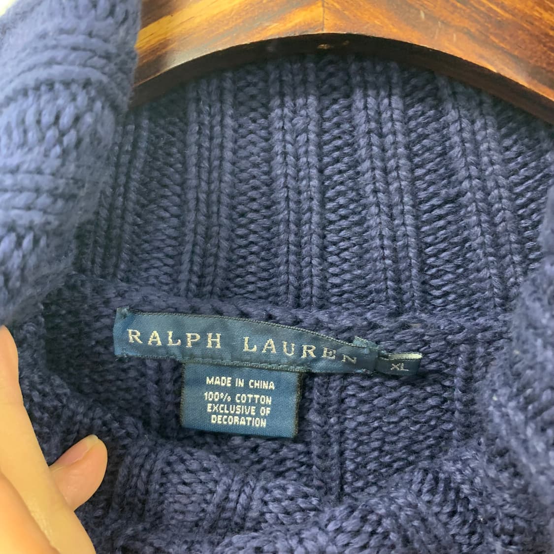 폴로 랄프로렌 네이비 꽈배기 목폴라 터틀넥 니트 상품이미지4