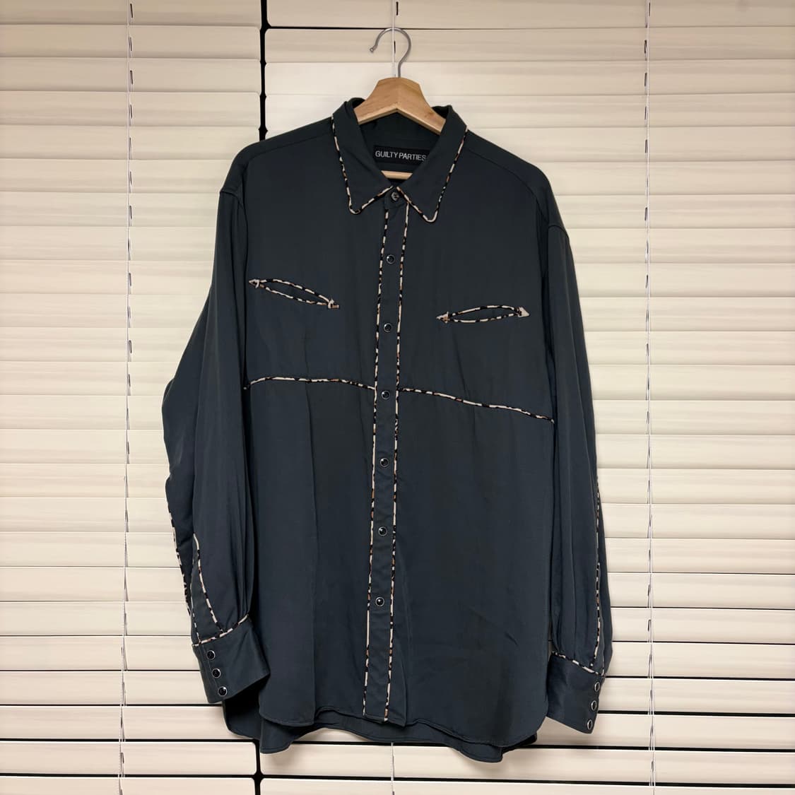 와코마리아 23fw 레오파드 웨스턴 셔츠 펄스냅 버튼 그린 L 상품이미지9