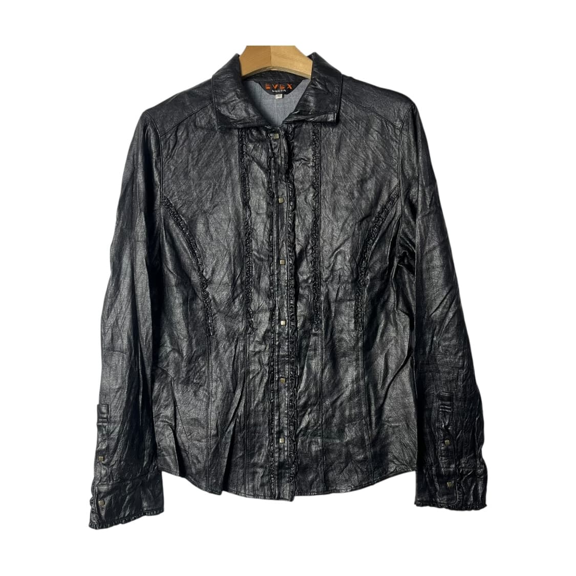 [Krizia] 크리지아 비건레더 프릴 셔츠 상품이미지1