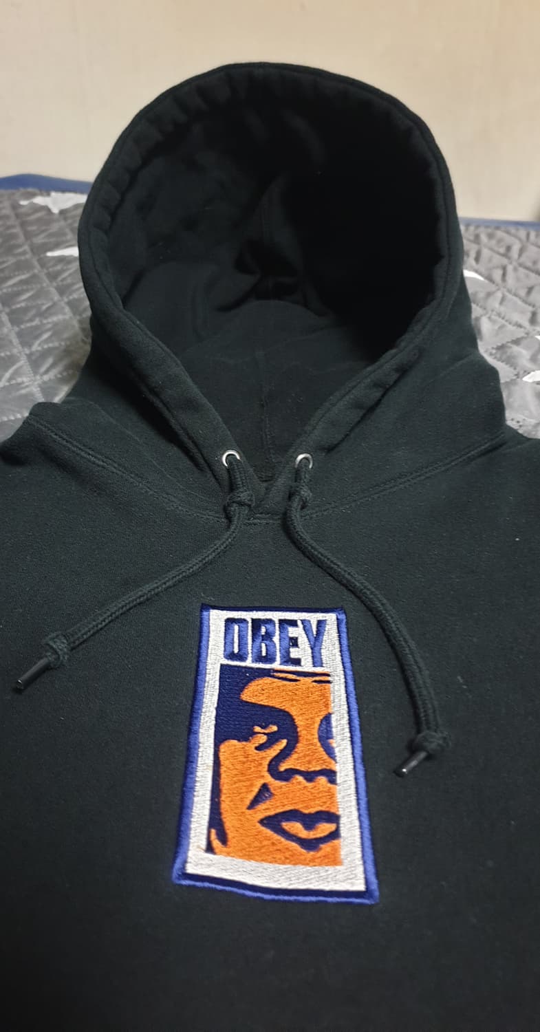 (웍스아웃발) 오베이 월드와이드 자수 아이콘페이스 기모후드티 L 상품이미지2