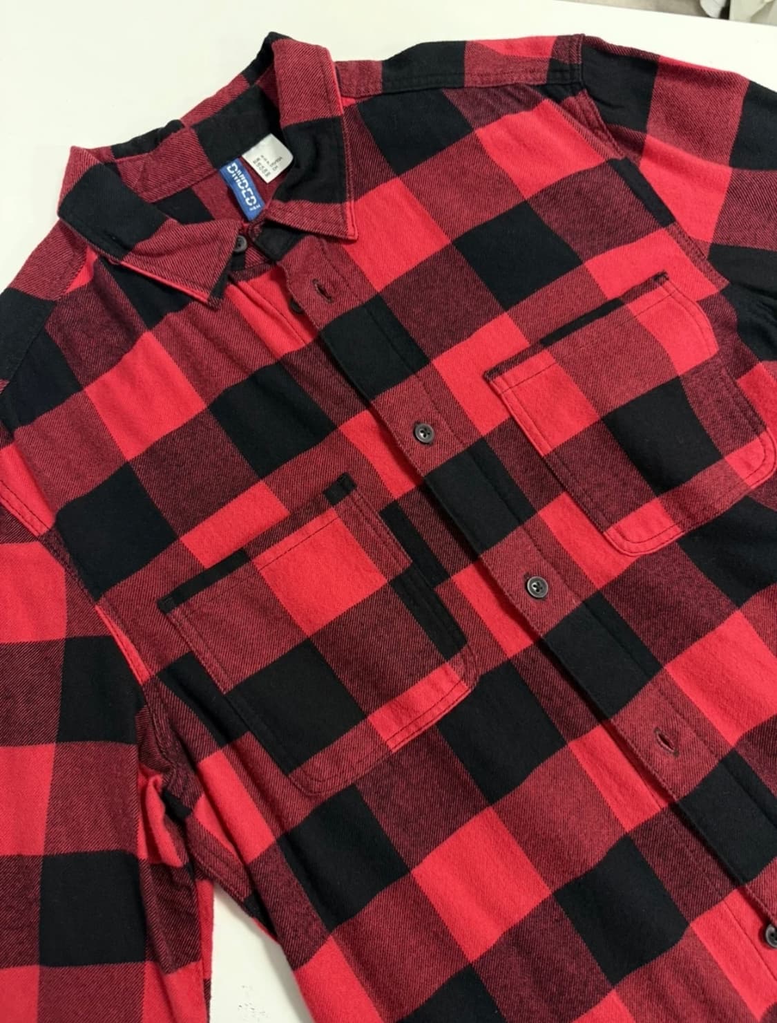 H&M 레드 투포켓 체크 셔츠 (S) 상품이미지3