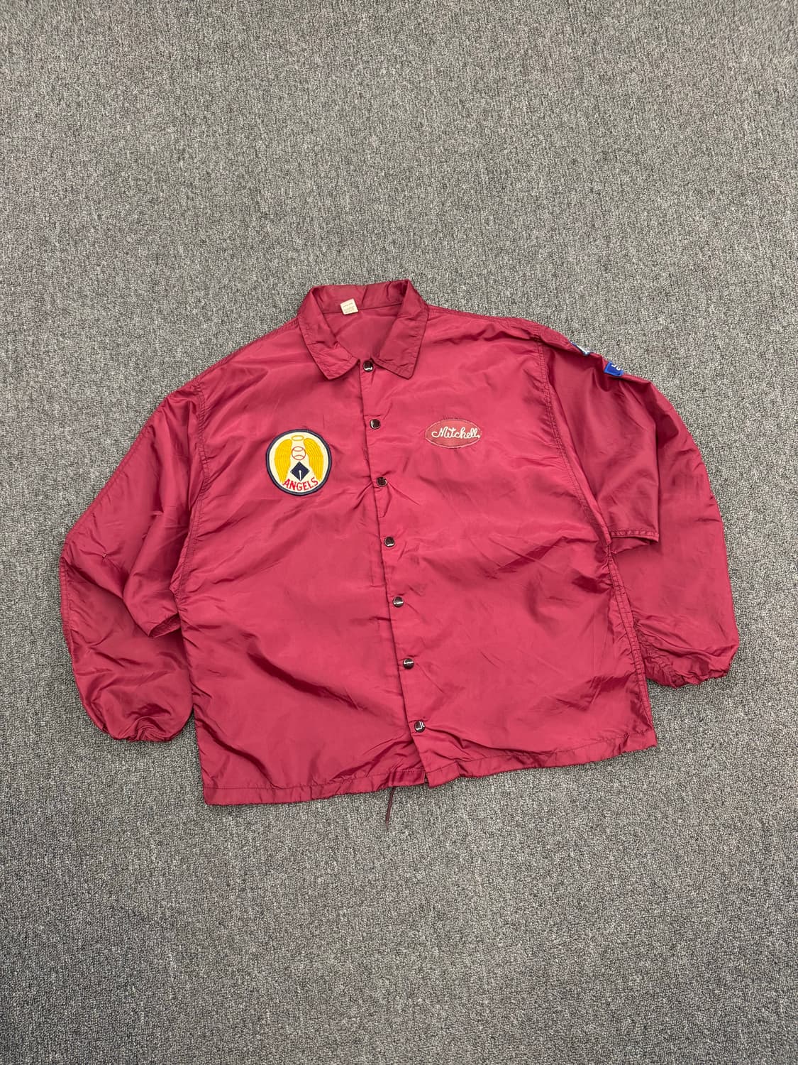 L)러셀 빈티지 베이스볼 패치 버건디 코치자켓 상품이미지2