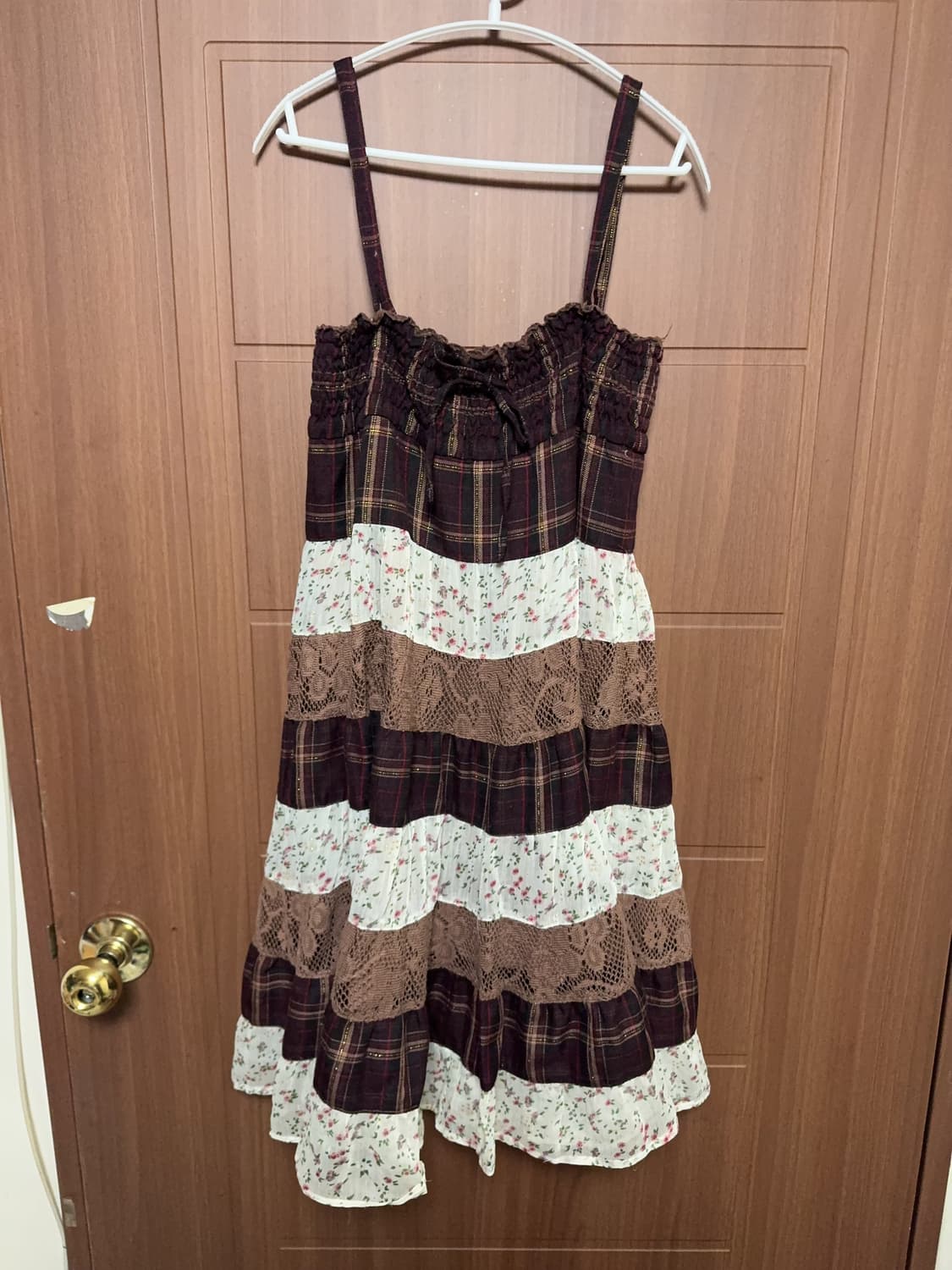 모리걸 하구미 일본 빈티지 패치워크 잔꽃 레이스 원피스 패치스커트 상품이미지1