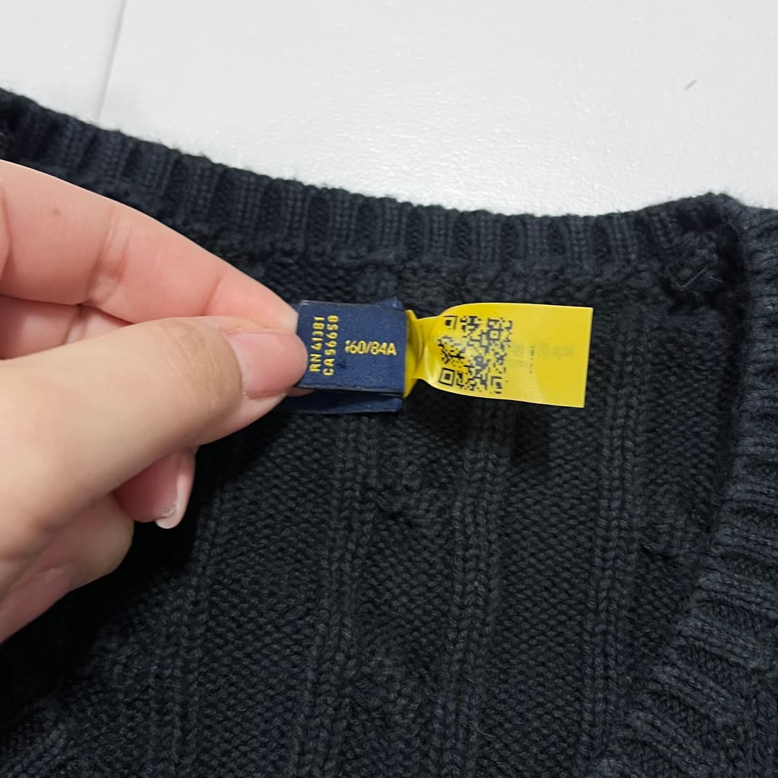 [정품] 폴로 블랙 / 화이트포니 꽈배기 브이넥 니트 [ S ] 상품이미지5