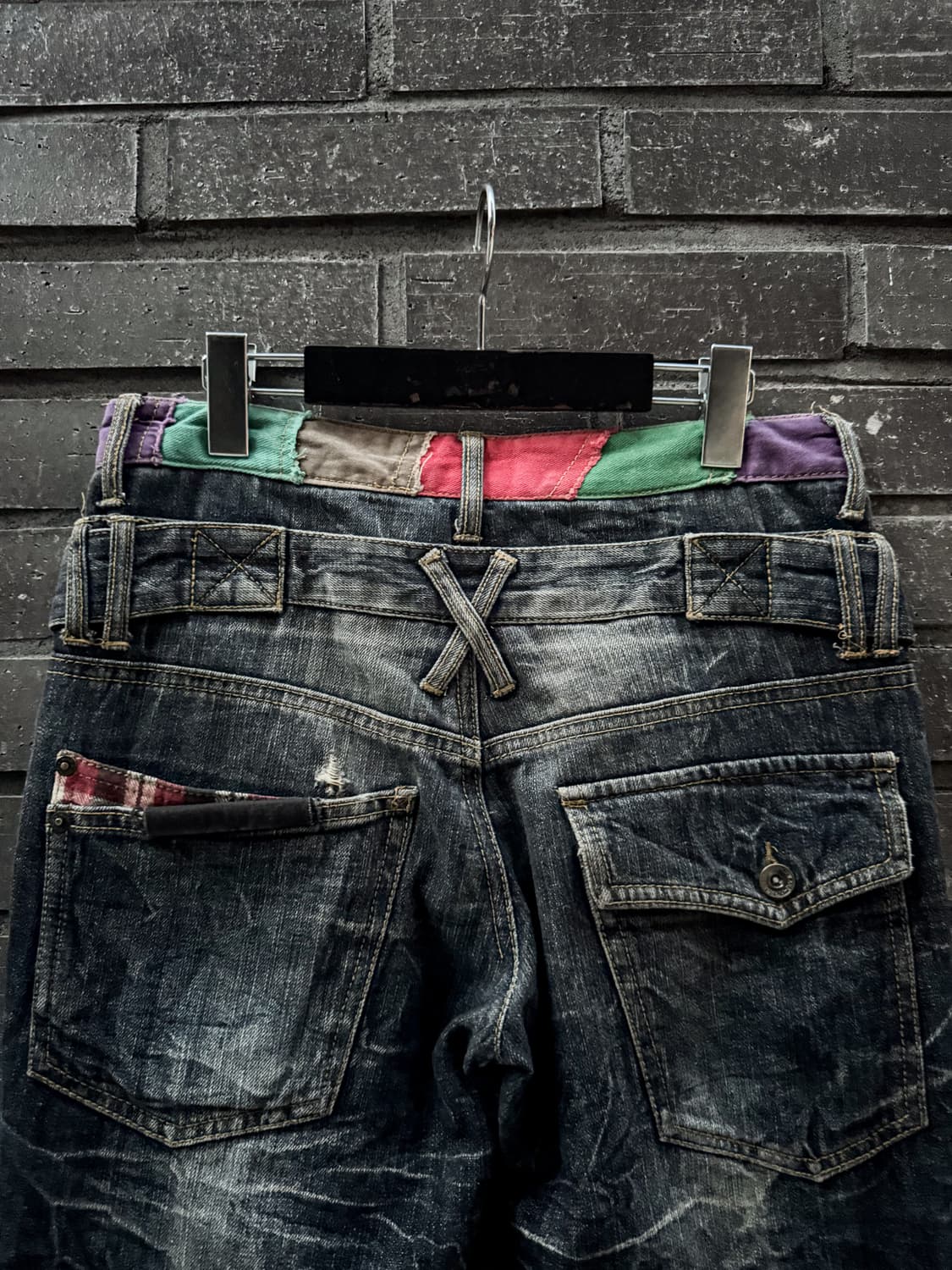 Double belt check patchwork denim shorts 상품이미지7