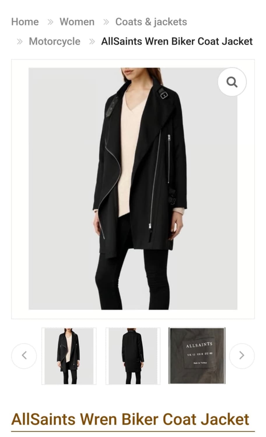 올세인츠 렌 바이커 코트 자켓 M(95) 상품이미지1