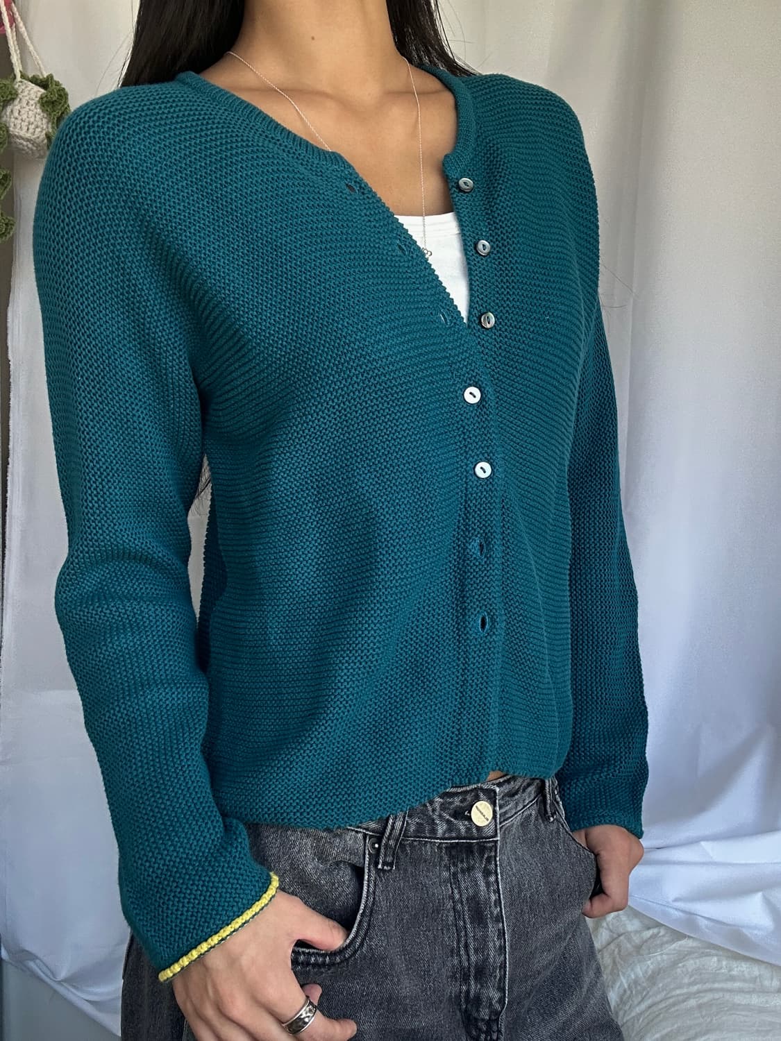 빈티지 청록 니트 가디건 상품이미지2