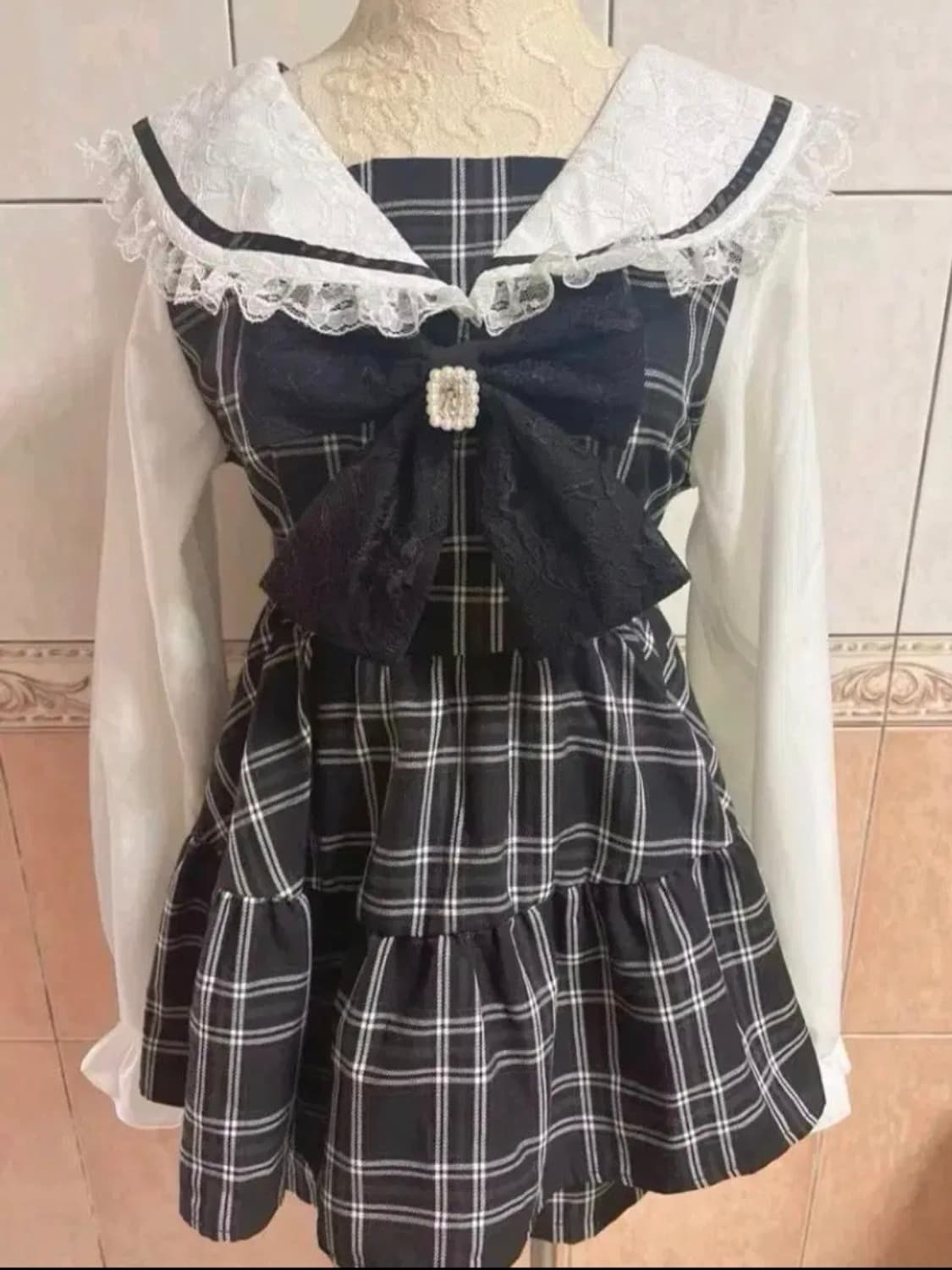 새상품) 리즈리사 마조레티 앙크루즈 시허니 미즈이로 체크리본 양산형 셋업 상품이미지3