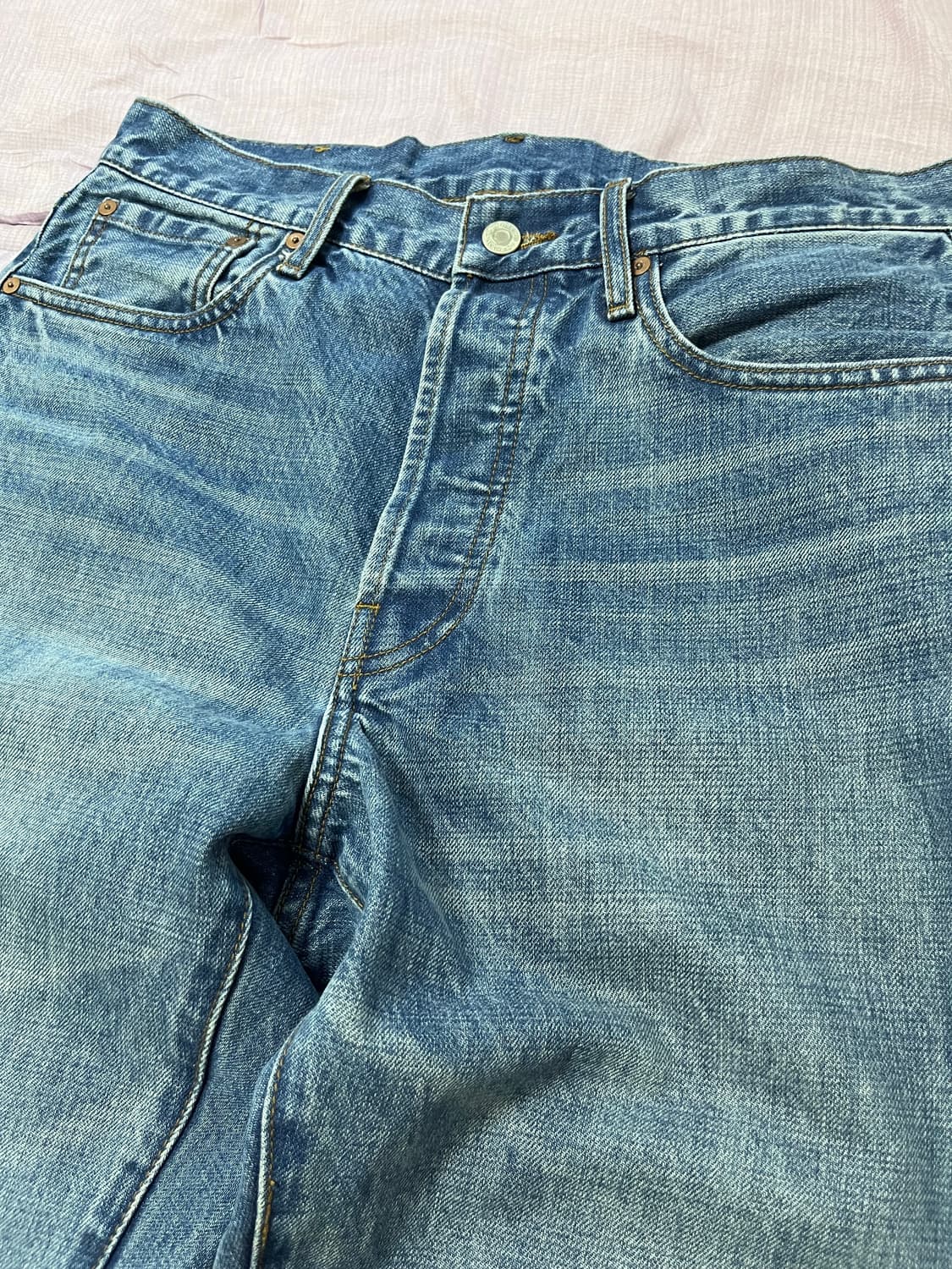 아웃스탠딩 30s 셀비지 데님 팬츠 라이트 블루 상품이미지3