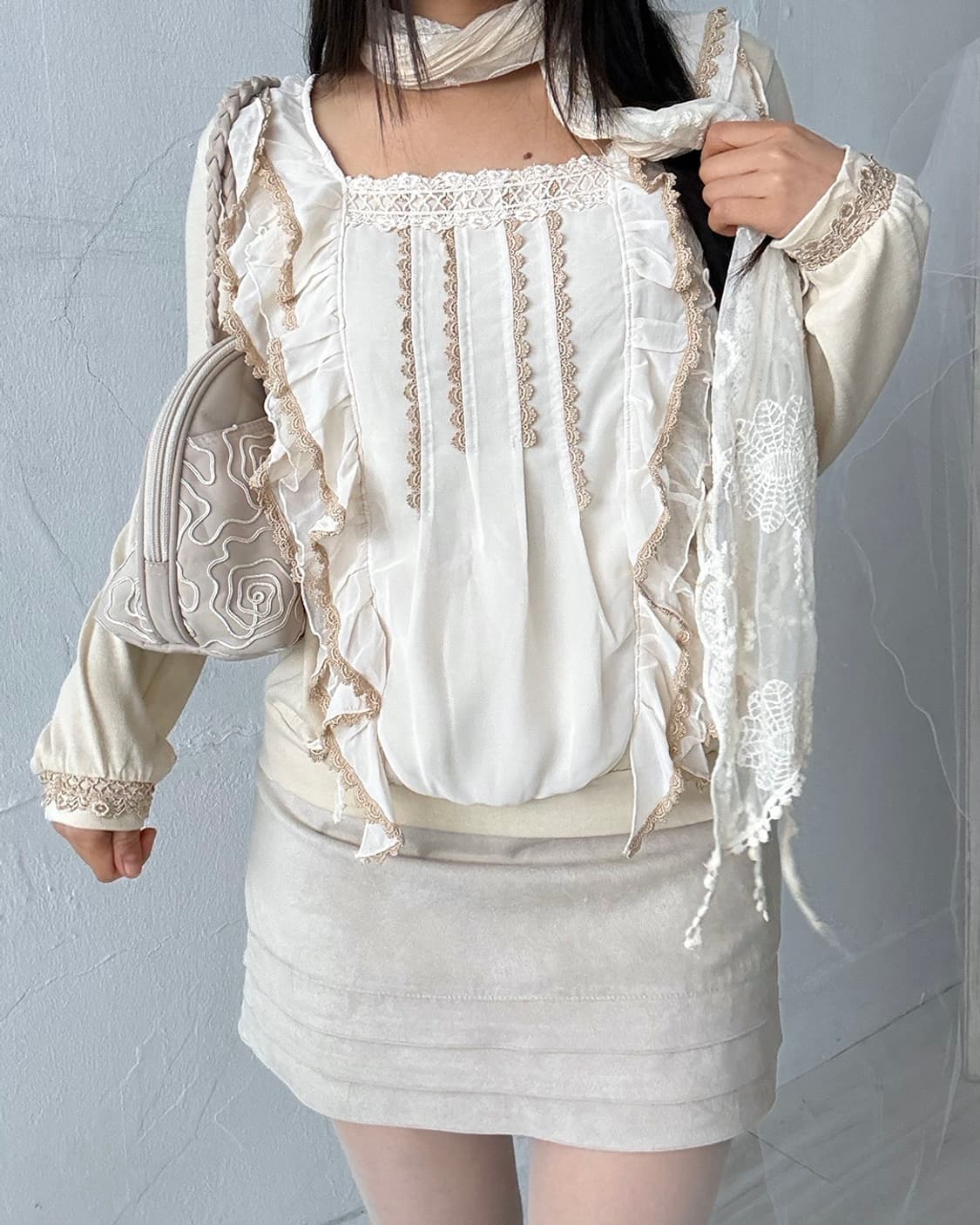 Muted Beige Suede Mini Skirt 상품이미지6