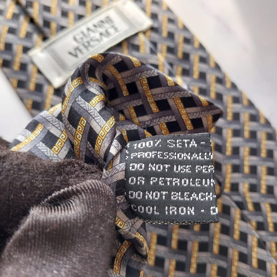 베르사체 실크 블랙 메두사 기하 패턴 넥타이 9.1cm B등급 K1773 상품이미지9