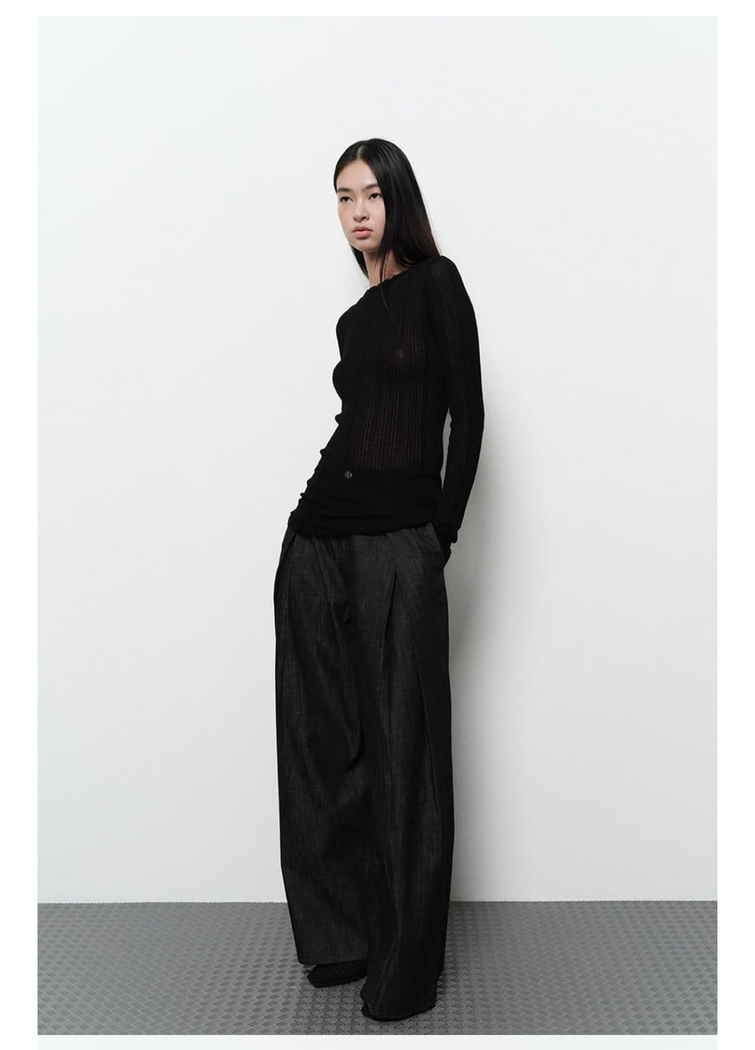 Diagonal RELAXED WIDE DENIM PANTS 상품이미지1