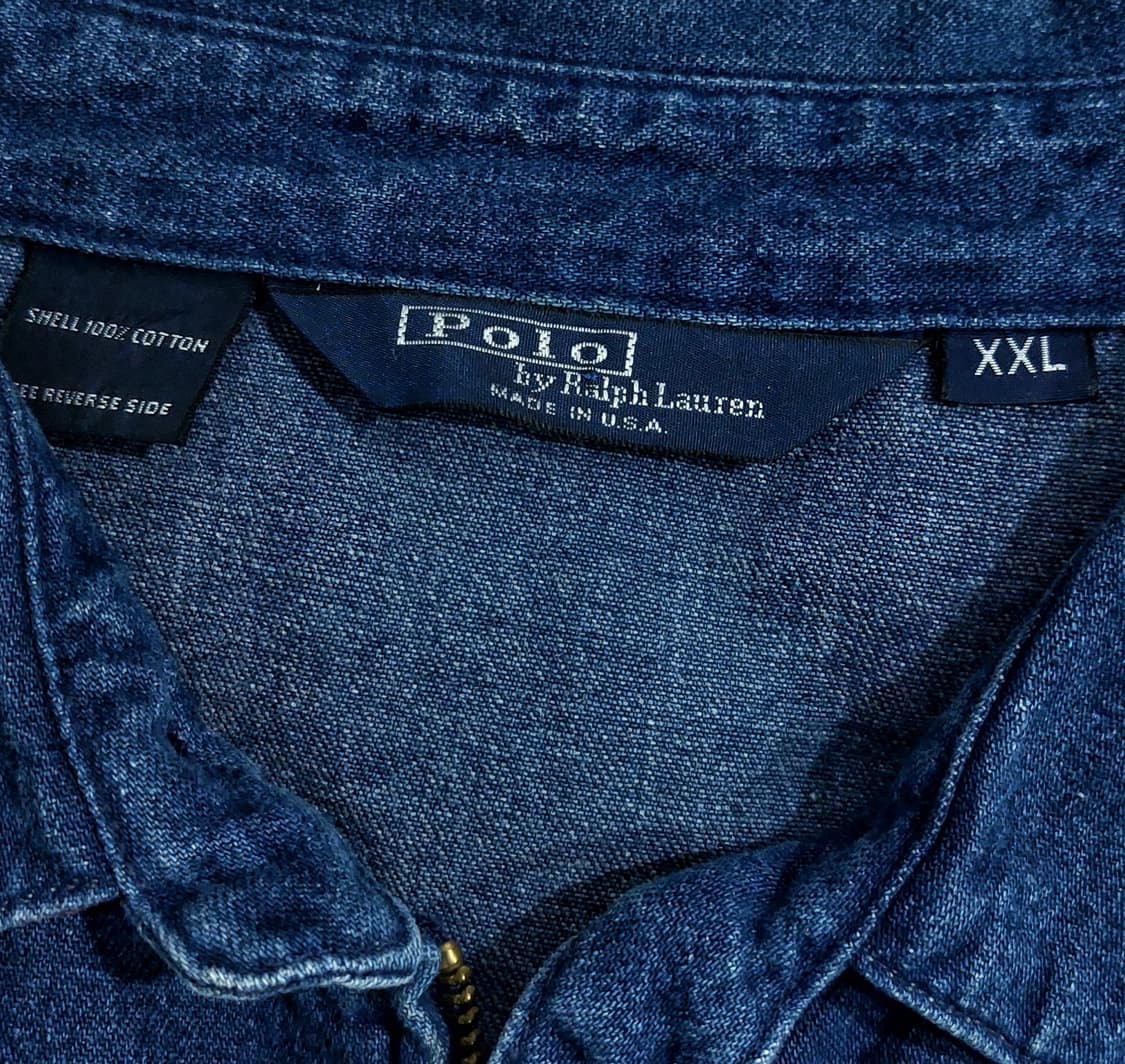폴로 데님 해링턴 블루종 90s usa made 2xl (110 이상) 상품이미지8